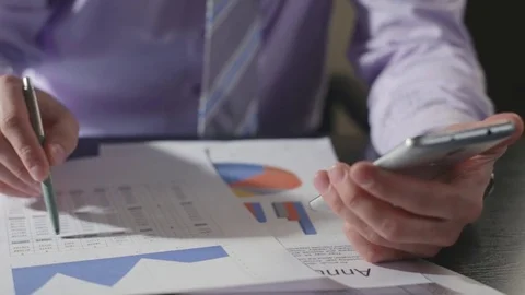 Man hands working with documents Video stock 72814488