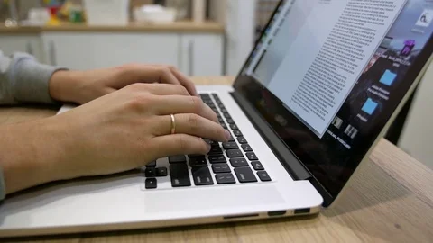 Man hands working on laptop Stock Footage 69942427