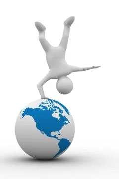 Man handstand on white background. Isolated 3D image Stock Illustration
