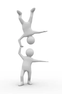 Man handstand on white background. Isolated 3D image Stock Illustration