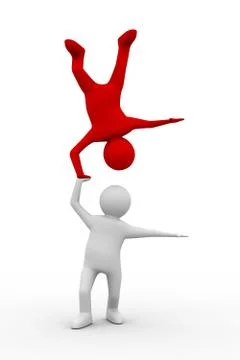 Man handstand on white background. Isolated 3D image Stock Illustration