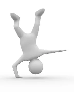 Man handstand on white background. Isolated 3D image Stock Illustration