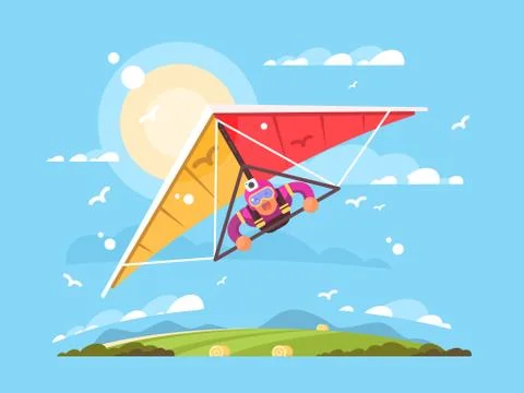 Man on a hang glider Stock Illustration