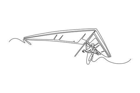 Man is hang gliding, soaring with arms extended, smooth glide Stock Illustration