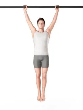 Man hanging from exercise bar Stock Illustration