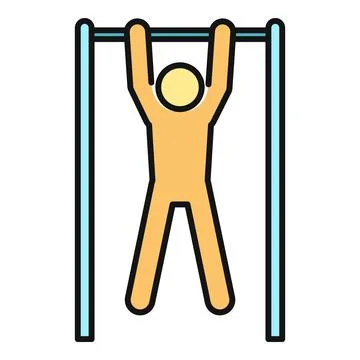 Man hanging on horizontal bar training pull ups Stock Illustration