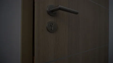 Man Hanging Please Make Up Room Sign On Hotel Room Door Handle, Close Up Stock-Footage 89635625