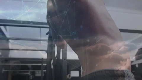 Man hanging from pull-up bar initiating reps, fitness training while cloud 스톡 동영상 330917555