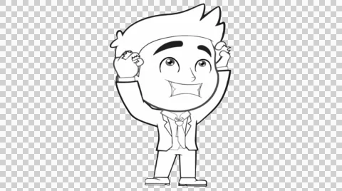 Man happy with both hands up animation with transparent background Stock Footage 43801663