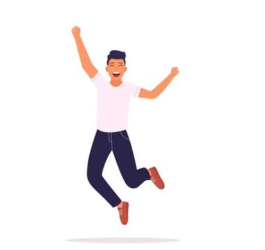 Man happy jumping. Stock Illustration