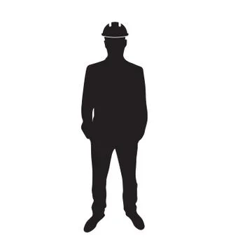 Man with hard hat. Engineer Icon Stock Illustration