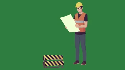 A man in hard hat holding piece of paper and construction worker next to site Video stock 335130463