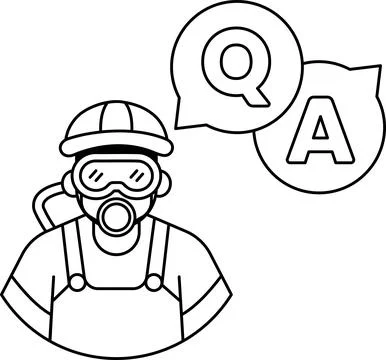 A man in a hard hat is talking to a question mark Illustrazione stock