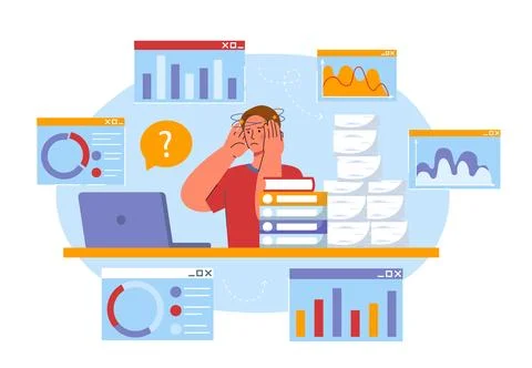 Man with hard work vector Stock Illustration