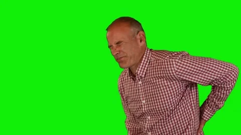The man has back pain. Green screen Stock Footage