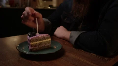 A man has a birthday cake Stock Footage 223881623