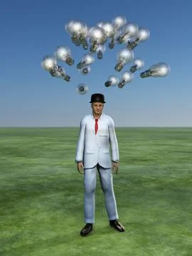 Man has brain storm Stock Illustration