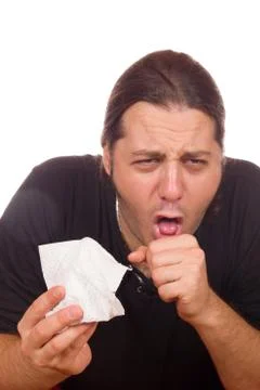 Man has a cold and cough Stock Photos