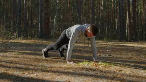 Man Has Core Training Outdoor Stock Footage 169155777