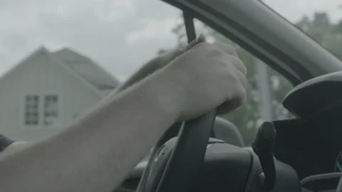 A man has his hands on the steering wheel Video stock 149147332