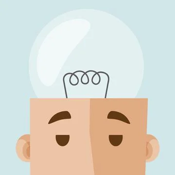 The man has no ideas. The brain is empty.Modern vector illustration in flat s Stock Illustration