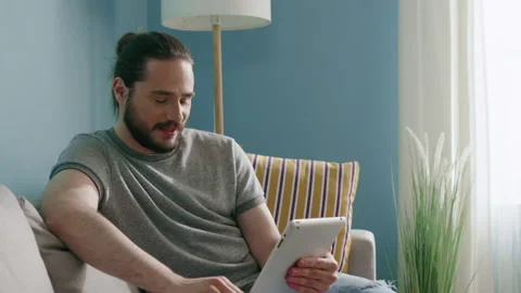 Man Has an Online Conversation Stock Footage 132781939