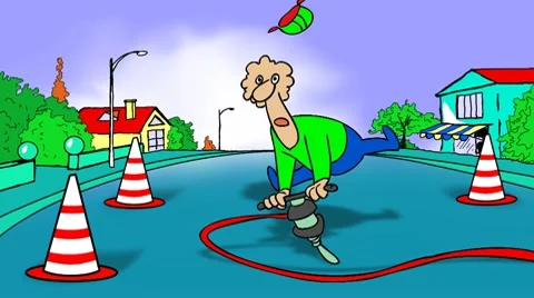 Man has a problem with jackhammer machine Video stock 7744426