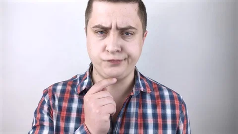 The man has a second chin. The concept of obesity and plastic surgery of the fac Video stock 130112381