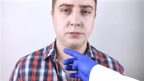 The man has a second chin. The concept of obesity and plastic surgery of the fac Video stock 130112424
