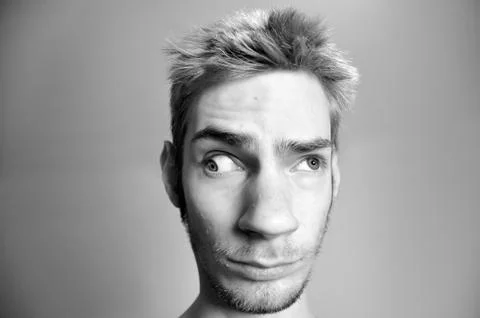This man has serious problems with his eyes. how can he see with clear vision Stock Photos