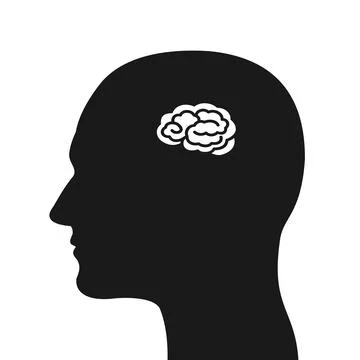 Man has small brain in the head - stupid and dumb person with low intellect, Illustrazione stock