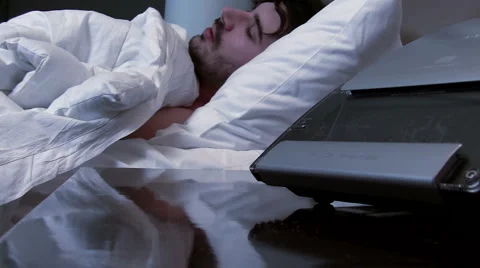 Man has trouble sleeping V4 - HD Stock Footage 1005127