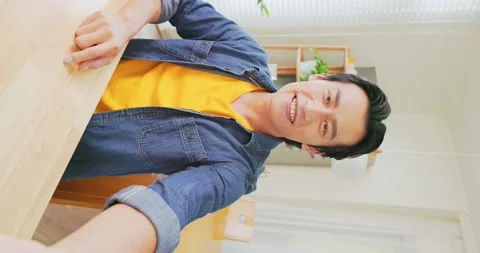 Man has video chat Stock Footage 159780004