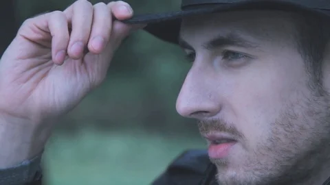 The man in the hat and cloak Stock-Footage 80492716