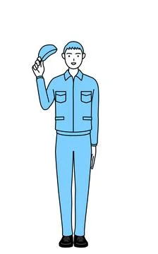 Man in hat and work clothes with sunglasses and holding a rifle. Stock Illustration