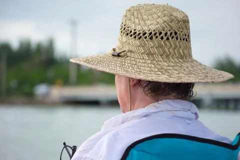 Man with hat on beach Foto stock