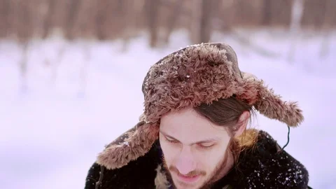 The man in the hat with earflaps Stock-Footage 104132638