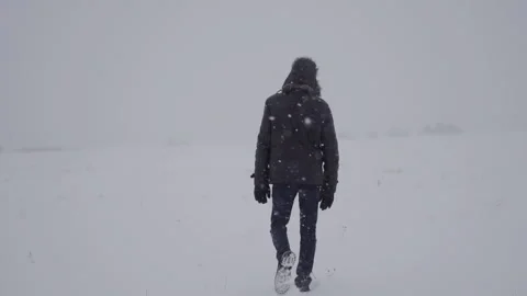 A man in a hat with earflaps in the snow Stock Footage 258270536
