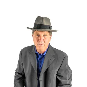 Man with hat in elegant suit Stock Photos