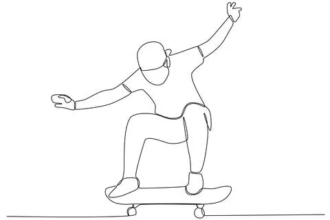 A man a in hat skateboarding Stock Illustration