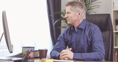 Man have a problem and fail at his desk 스톡 동영상 61135488