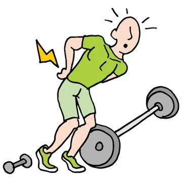 Man having back pain after lifting weights Stock Illustration
