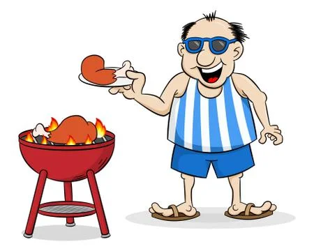 Man having barbecue in the summer Illustrazione stock