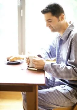 Man having breakfast Foto stock