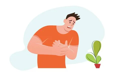Man having chest pain. Stock Illustration