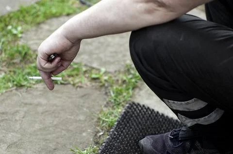 Man Having Cigarette Break Photos