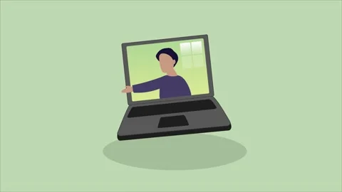 Man Having a Conversation Remotely 2D Animation.  Stock Footage 236090078