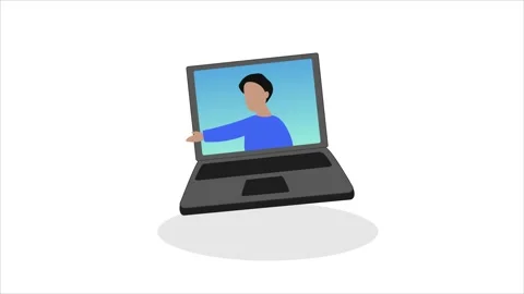 Man Having a Conversation Remotely 2D Animation.  Stock Footage 236090090