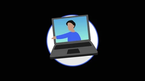 Man Having a Conversation Remotely 2D Animation.  Stock Footage 236090091