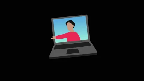 Man Having a Conversation Remotely 2D Animation.  Stock Footage 236090092
